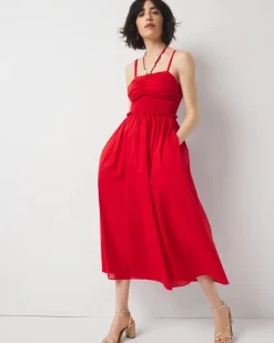 Cotton Poplin Halter Midi Dress*White House Black Market Sale