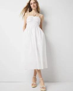 Cotton Poplin Halter Midi Dress*White House Black Market Fashion