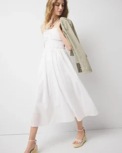 Cotton Poplin Halter Midi Dress*White House Black Market Fashion