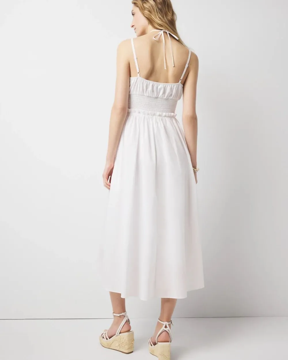 Cotton Poplin Halter Midi Dress*White House Black Market Fashion