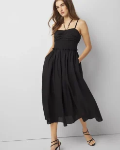 Cotton Poplin Halter Midi Dress*White House Black Market Clearance