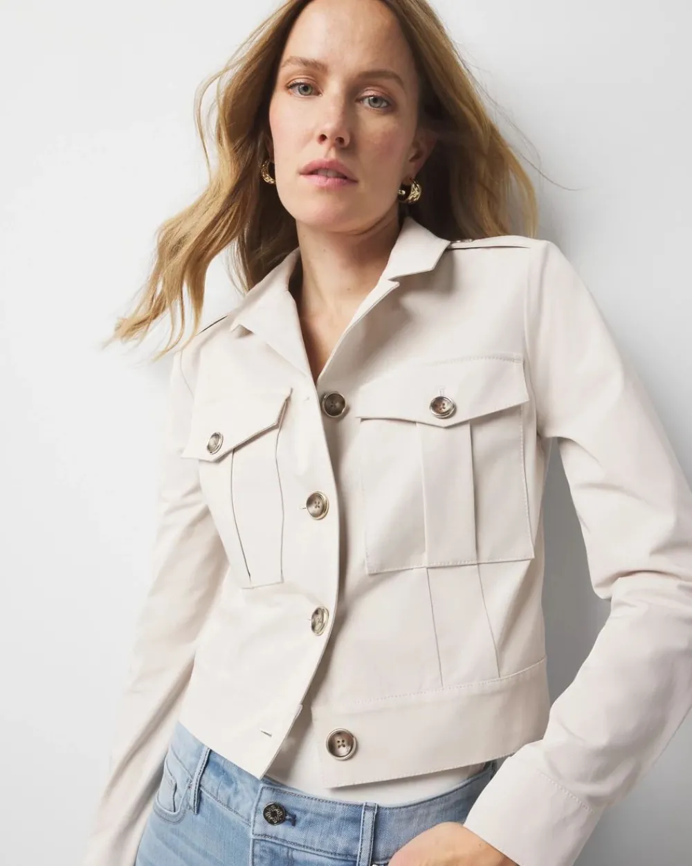 Cropped Utility Jacket*White House Black Market Sale