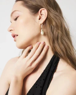 Crystal + Pearl Drop Earrings*White House Black Market Fashion