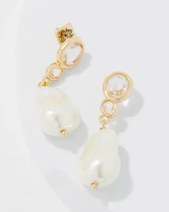 Crystal + Pearl Drop Earrings*White House Black Market Fashion