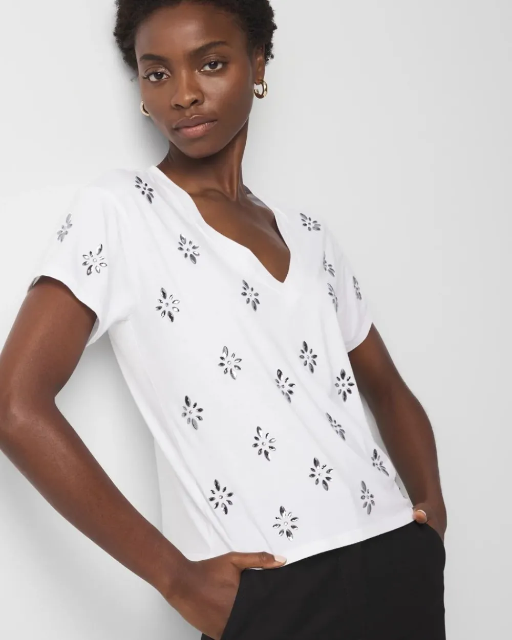 Crystal Embellished Tee*White House Black Market Clearance