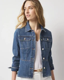 Denim Peplum Jacket*White House Black Market Sale