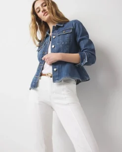 Denim Peplum Jacket*White House Black Market Sale