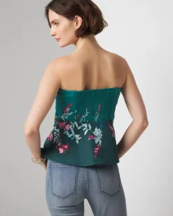 Draped Front Floral Print Bustier*White House Black Market Clearance