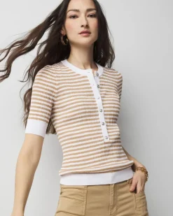 Elbow-Sleeve Henley Sweater*White House Black Market Best