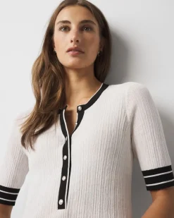 Elbow-Sleeve Henley Sweater*White House Black Market New