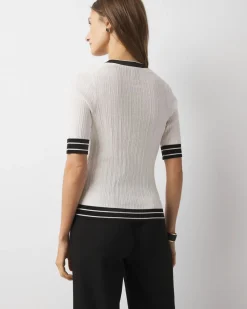 Elbow-Sleeve Henley Sweater*White House Black Market New