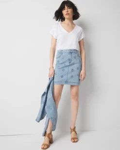 Embellished Denim A-Line Mini Skirt*White House Black Market Fashion
