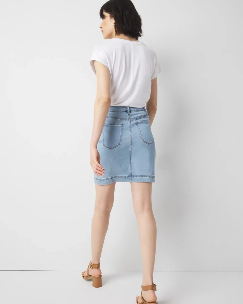Embellished Denim A-Line Mini Skirt*White House Black Market Fashion