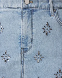 Embellished Denim A-Line Mini Skirt*White House Black Market Fashion