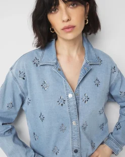 Embellished Denim Shacket*White House Black Market Discount