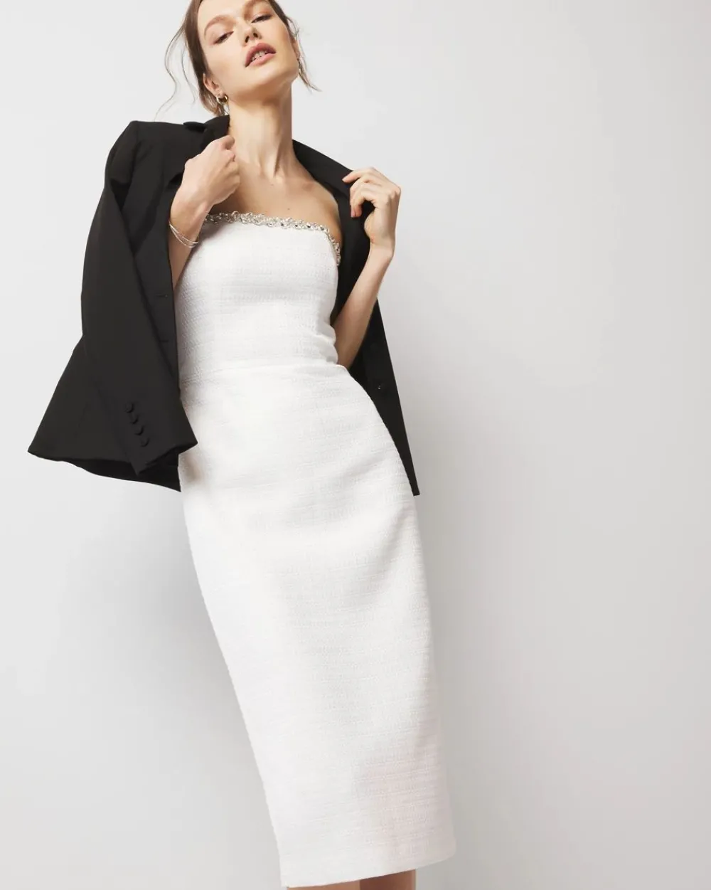 Embellished Tweed Sheath Dress*White House Black Market Fashion