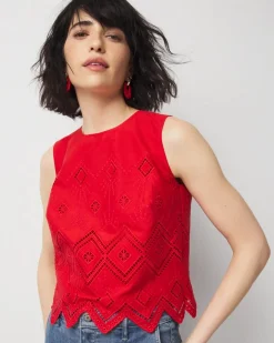 Embroidered Poplin Cropped Top*White House Black Market New