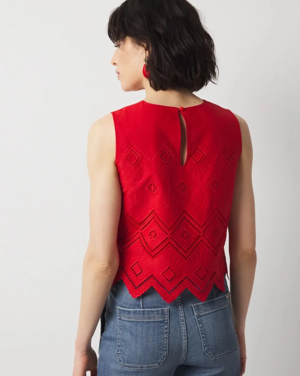 Embroidered Poplin Cropped Top*White House Black Market New