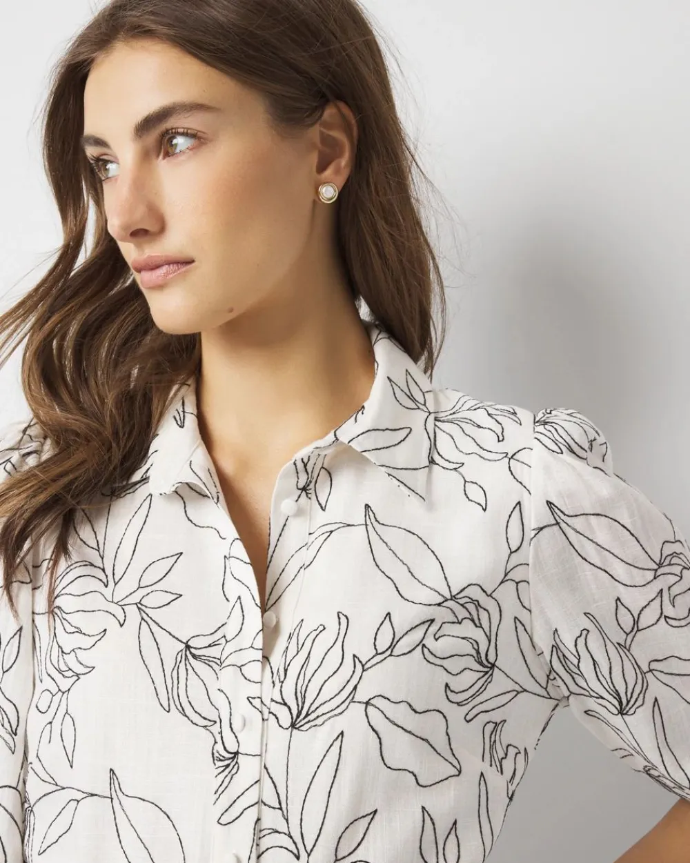Embroidered Shirt Dress*White House Black Market Outlet