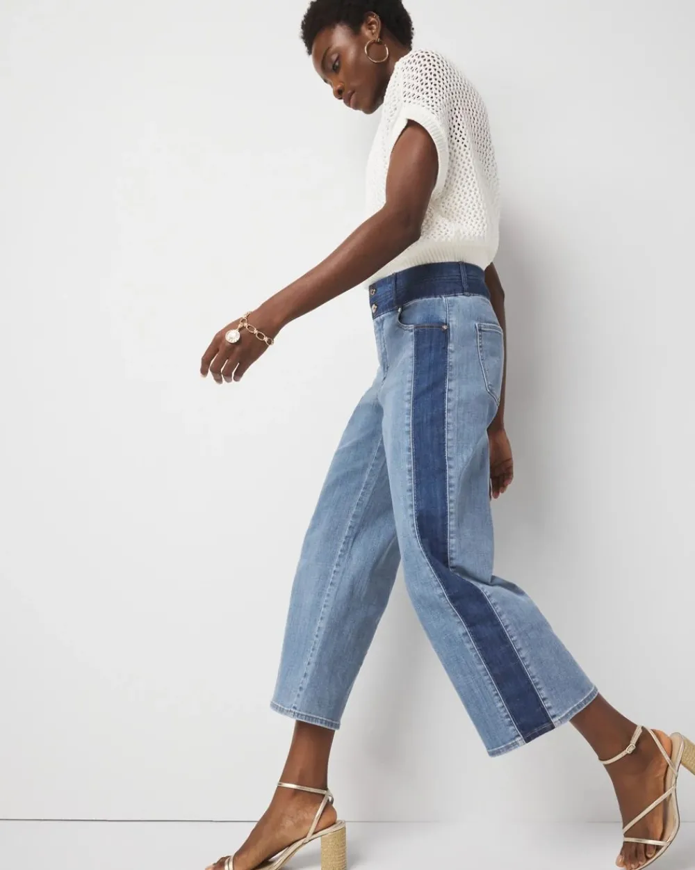 Extra High-Rise Colorblocked Wide Leg Cropped Jean*White House Black Market Best
