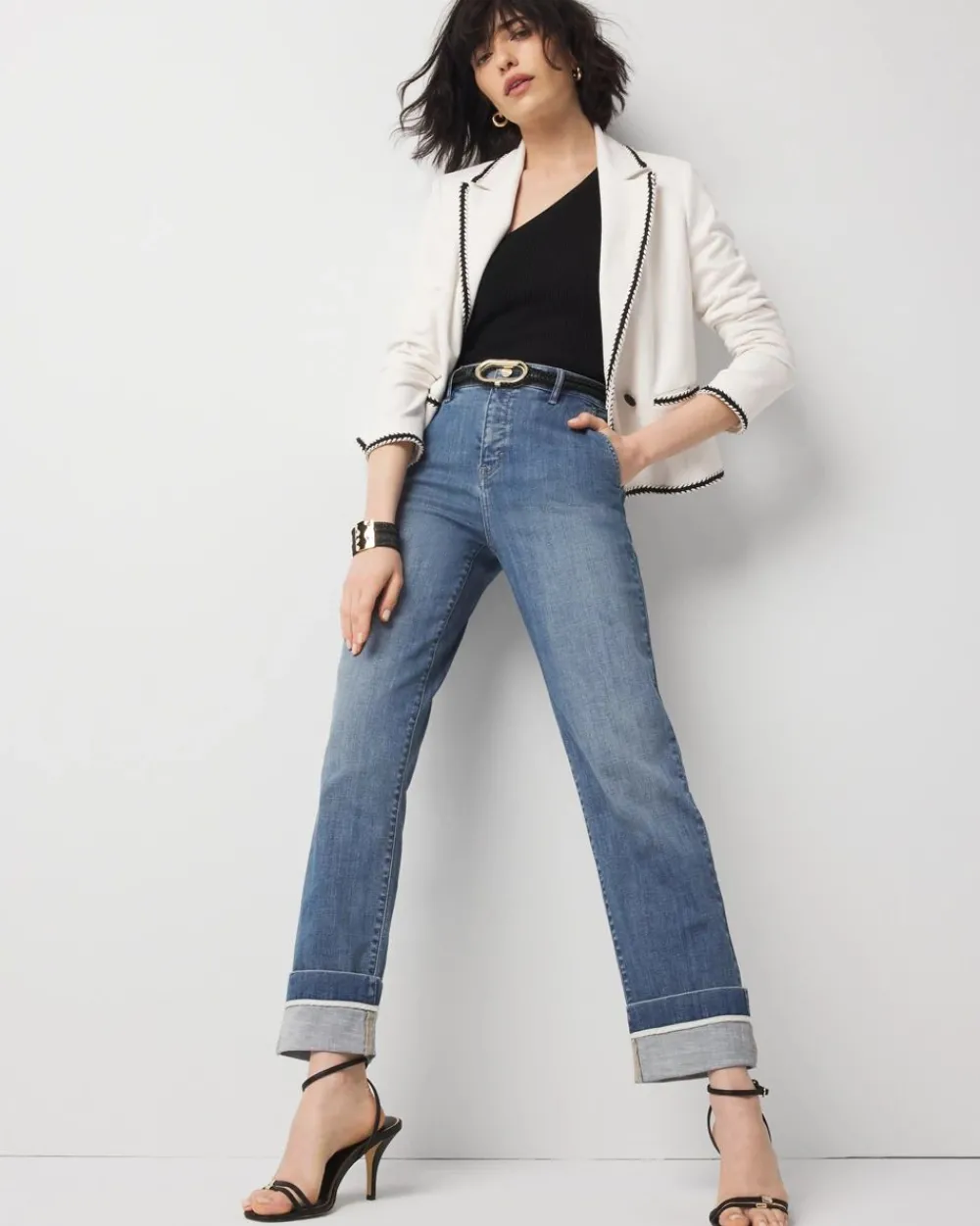 Extra High-Rise Cuffed Relaxed Straight Jean*White House Black Market New
