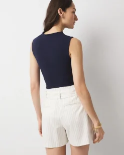 Extra High-Rise Pinstripe Belted Short*White House Black Market Hot