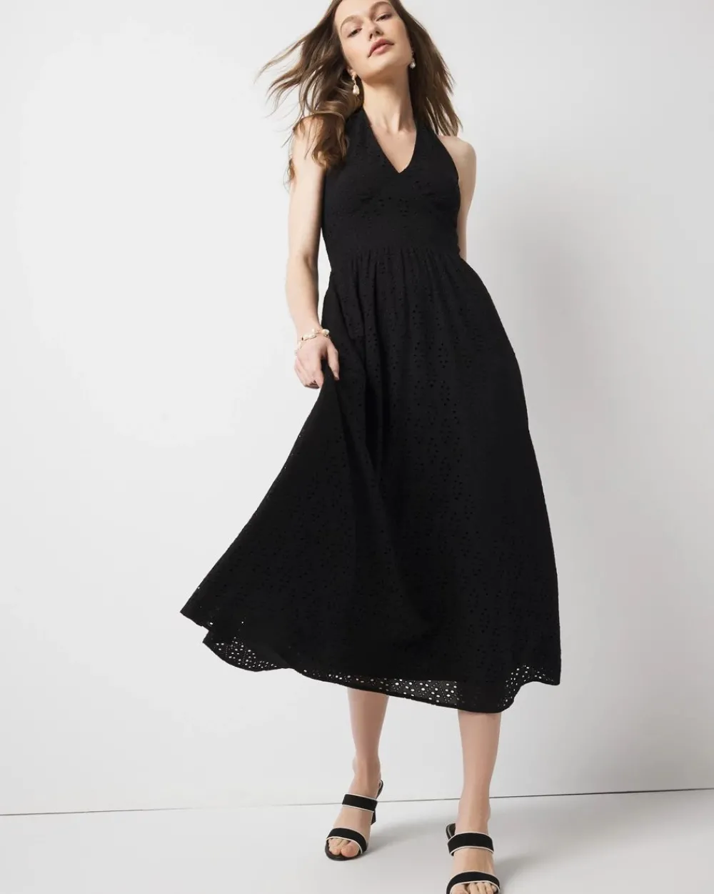 Eyelet Halter Midi Dress*White House Black Market Outlet