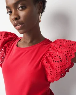 Eyelet Sleeve Crewneck Tee*White House Black Market Online