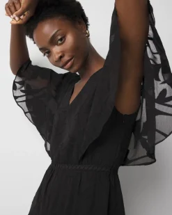 Flounce + Floral Burnout Dress*White House Black Market Outlet