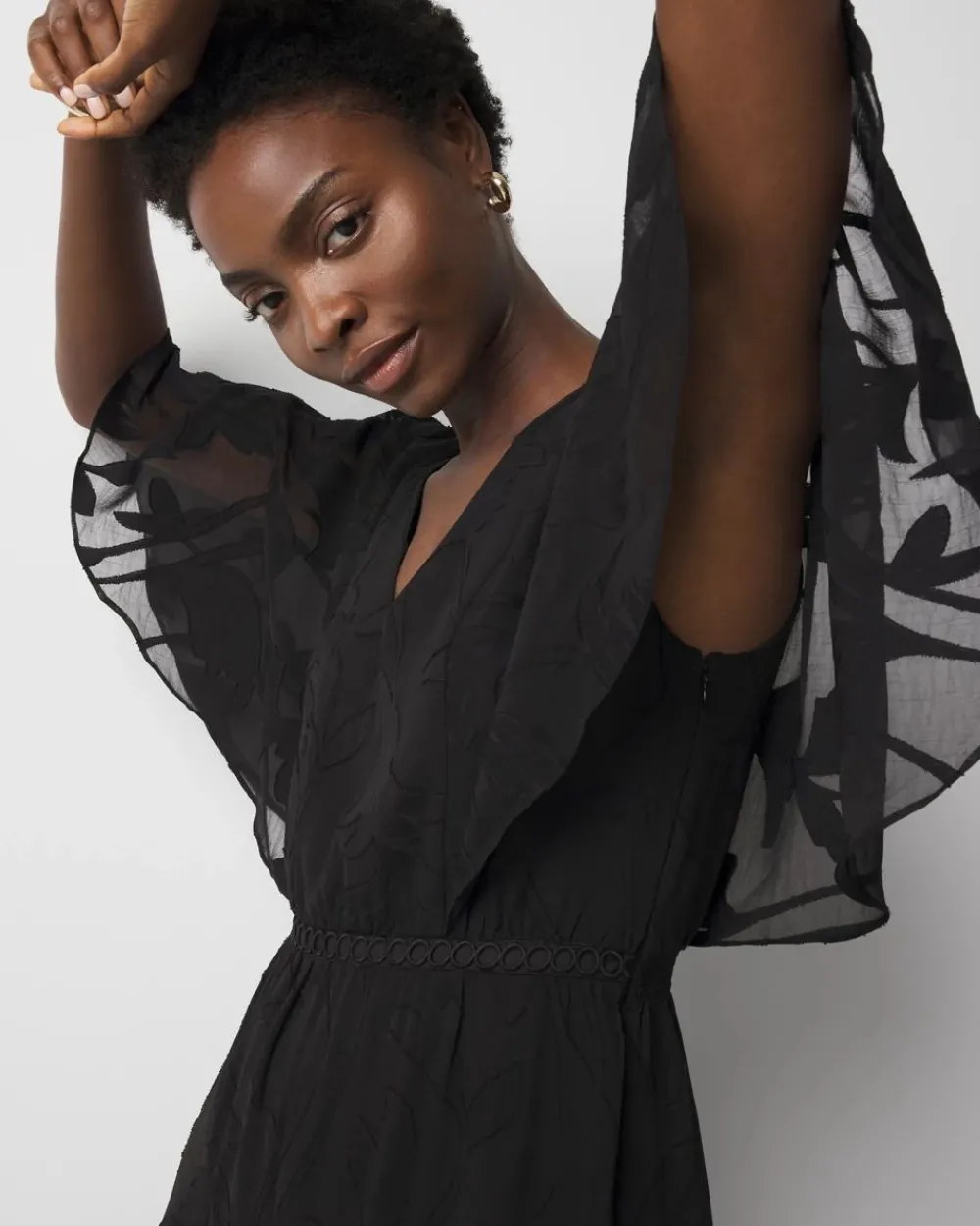 Flounce + Floral Burnout Dress*White House Black Market Outlet