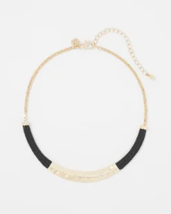 Gold + Black Raffia Collar*White House Black Market Hot
