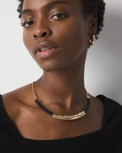 Gold + Black Raffia Collar*White House Black Market Hot