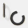 Gold + Black Raffia Hoop Earrings*White House Black Market New
