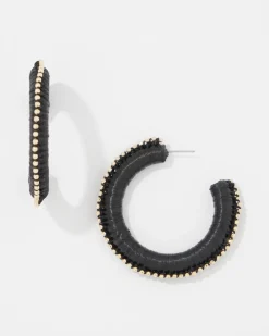 Gold + Black Raffia Hoop Earrings*White House Black Market New