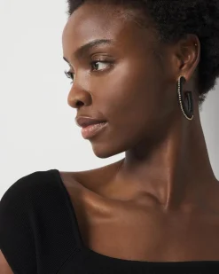 Gold + Black Raffia Hoop Earrings*White House Black Market New