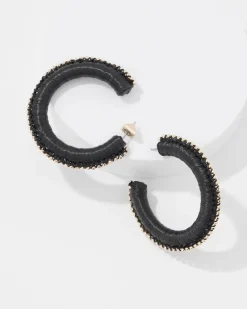 Gold + Black Raffia Hoop Earrings*White House Black Market New