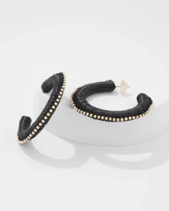 Gold + Black Raffia Hoop Earrings*White House Black Market New