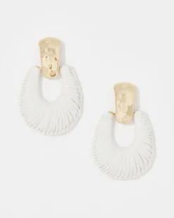 Gold + Ecru Raffia Drop Earrings*White House Black Market Fashion