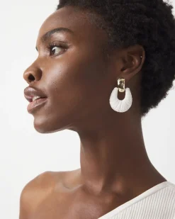 Gold + Ecru Raffia Drop Earrings*White House Black Market Fashion