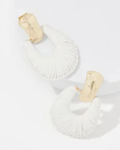 Gold + Ecru Raffia Drop Earrings*White House Black Market Fashion
