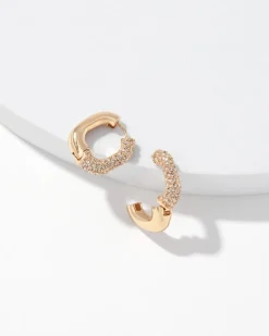 Gold + Pave Square Hoop Earrings*White House Black Market Clearance