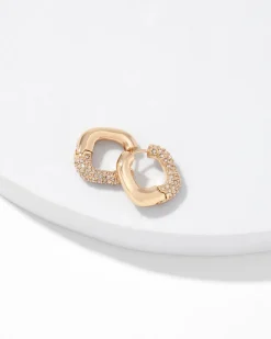 Gold + Pave Square Hoop Earrings*White House Black Market Clearance