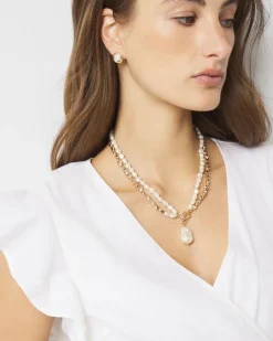 Gold + Pearl Convertible Pendant*White House Black Market Discount