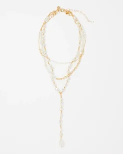 Gold + Pearl Convertible Y Necklace*White House Black Market Clearance