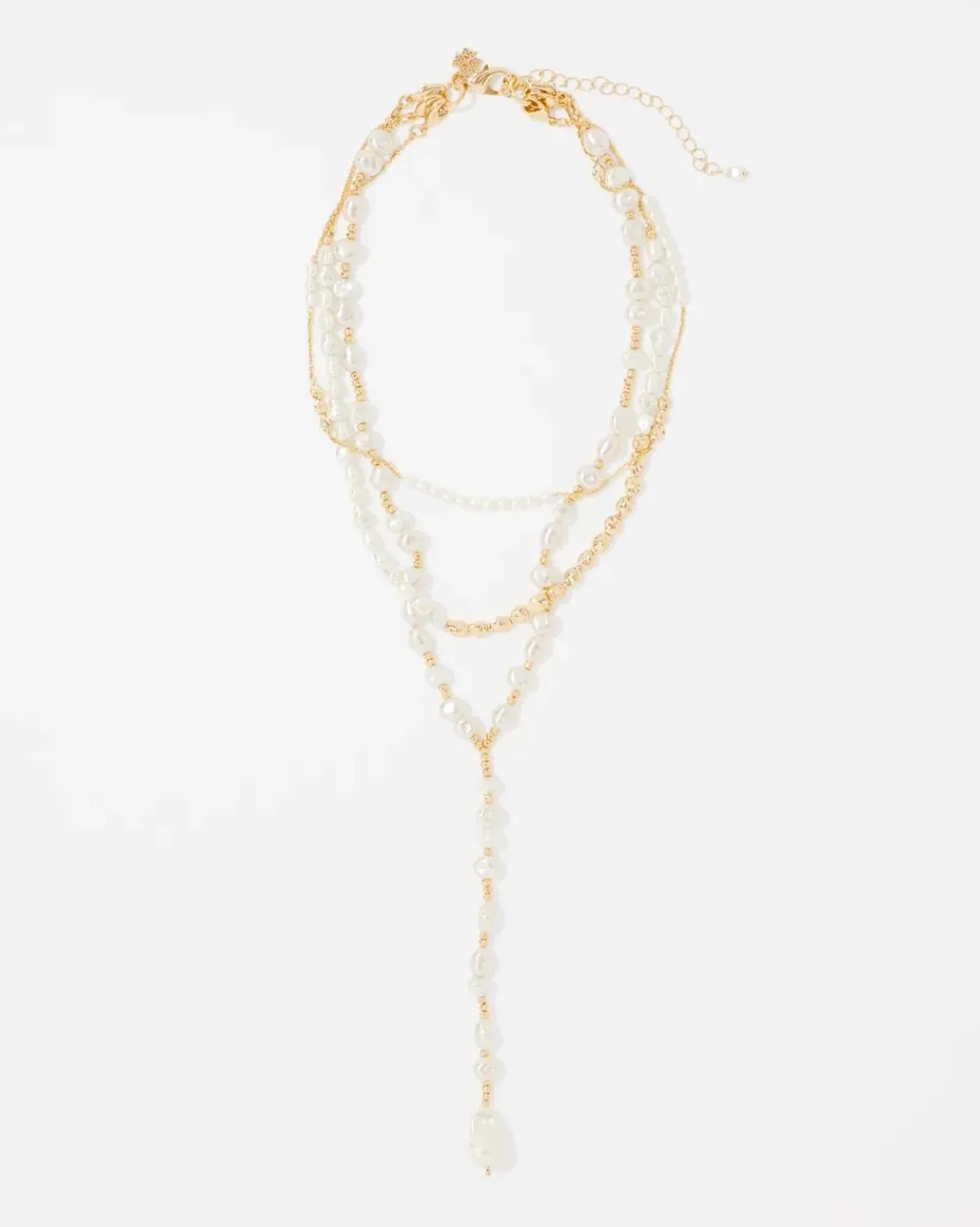 Gold + Pearl Convertible Y Necklace*White House Black Market Clearance