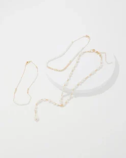 Gold + Pearl Convertible Y Necklace*White House Black Market Clearance