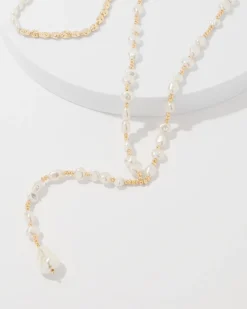 Gold + Pearl Convertible Y Necklace*White House Black Market Clearance