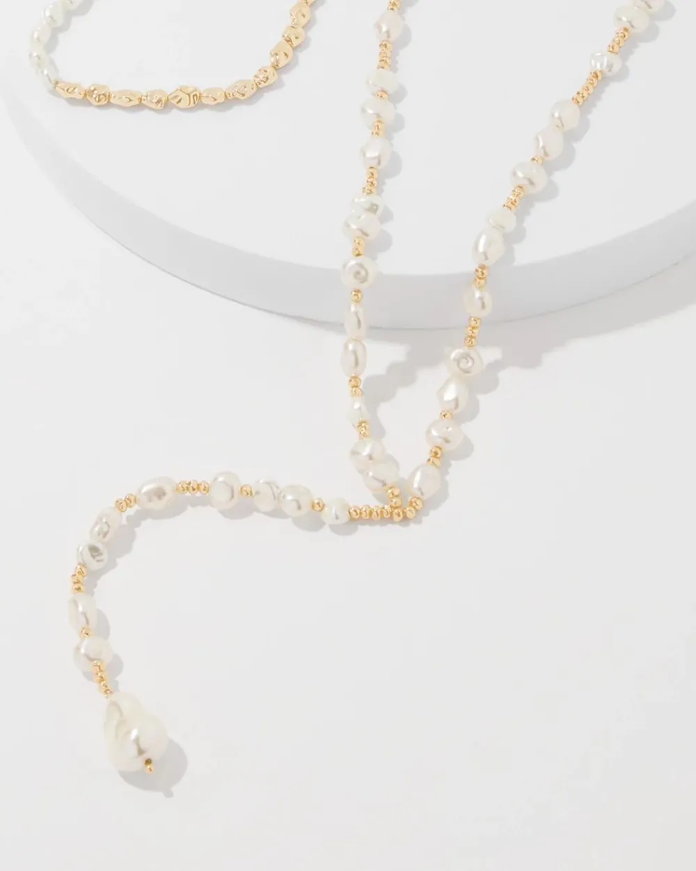 Gold + Pearl Convertible Y Necklace*White House Black Market Clearance