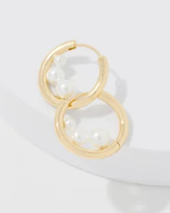 Gold + Pearl Hoop Earrings*White House Black Market Best