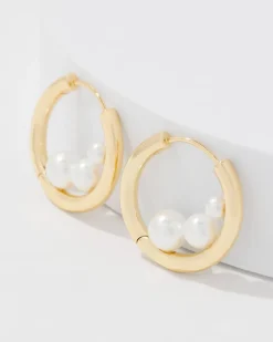 Gold + Pearl Hoop Earrings*White House Black Market Best